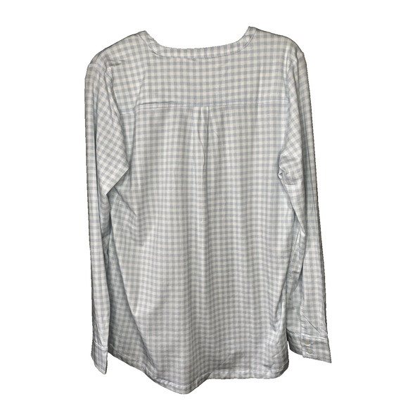 Lands End Shirt Womens Medium 10-12 NEW Blue White Gingham Long Sleeve Blouse - Picture 2 of 7